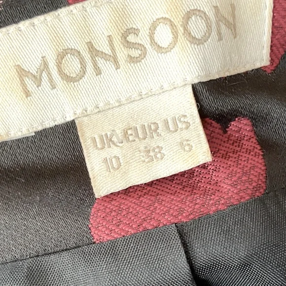 Monsoon Floral Black and Red Women's Jacket, 6 - Picture 4 of 5